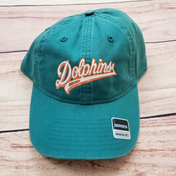 NEW Miami Dolphins Hat Cap Womens Green Strap Back NFL Football Reebok Ladies A1 - Picture 1 of 9